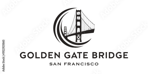 USA, US, U.S, United States - Minimal line-art Golden Gate Bridge circle emblem SVG