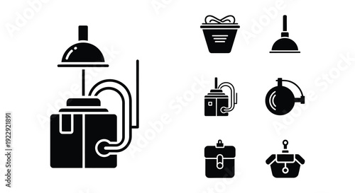 Collection of vintage gas meters and pressure gauges in black and white