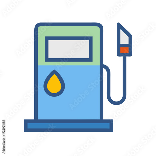 Gas station pump icon illustration for fuel and transportation concepts