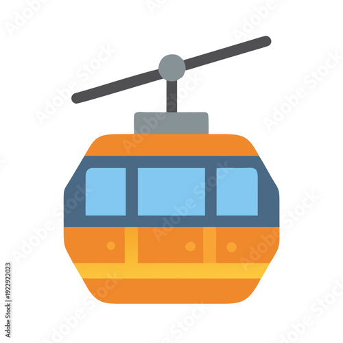 Simple graphic illustration of a cable car on a black background