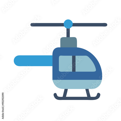 Flat vector illustration of a blue helicopter on a black background image