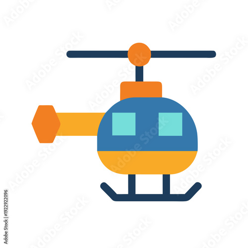 Cartoon flat-style image of a helicopter against a black background for kids