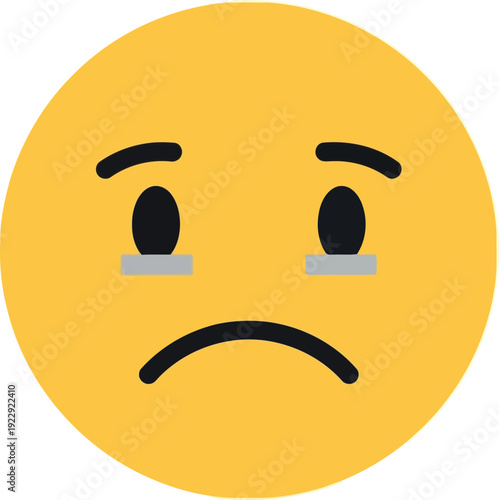 Sad crying emoji face icon, flat vector illustration for emotional expression and digital communication