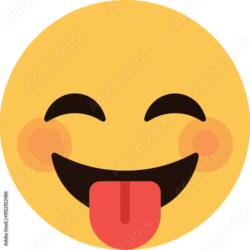 Playful tongue out emoji face vector illustration for social media and digital communication