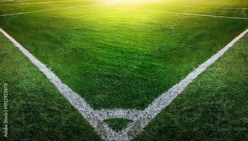 soccer field texture panoramic background synthetic grass football pitch empty wide banner with copy space for design