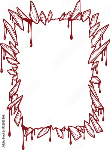 Bloody Dripping Frame with Sharp Red Edges for Halloween Invitations and Horror Designs