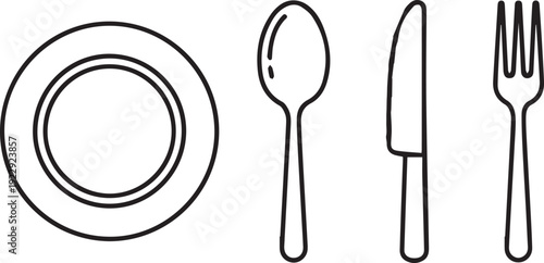 Simple table setting with plate spoon knife and fork