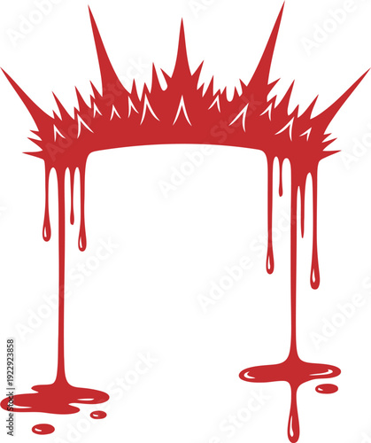 Red dripping crown of thorns vector illustration for Easter, Good Friday, and religious graphic design