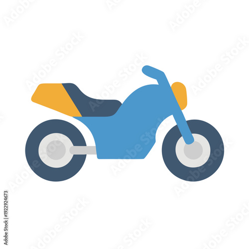 Isolated blue motorcycle illustration on black background, simplistic flat vector style