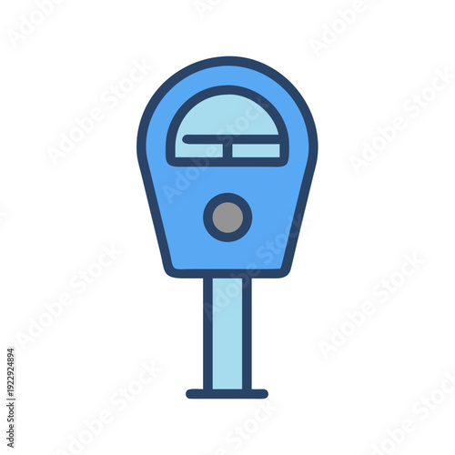 Isolated parking meter on black background, light blue and navy vector illustration