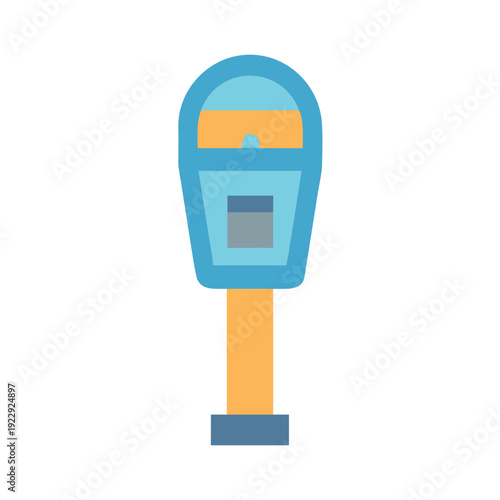 Single parking meter illustration with blue and orange colors on black background