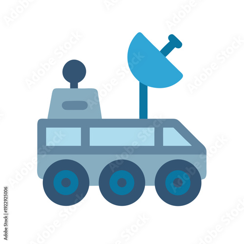Simplified illustration of a blue lunar rover against a black background