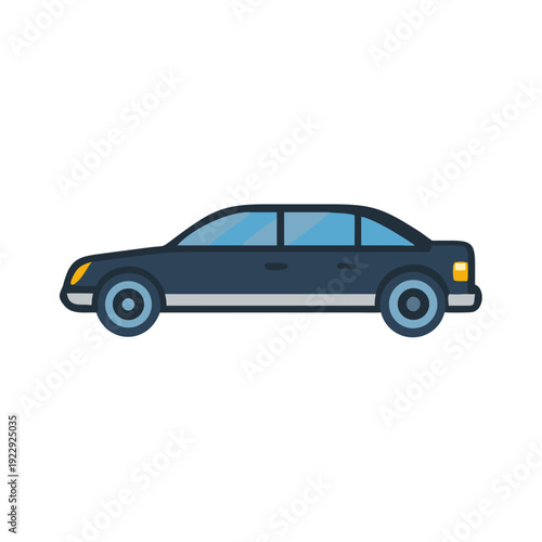 Illustration of a luxury car on a solid black background in flat style