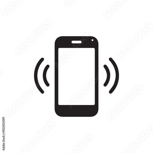 Striking black silhouette of a smartphone emitting sound waves, signifying an alert, call, or message.