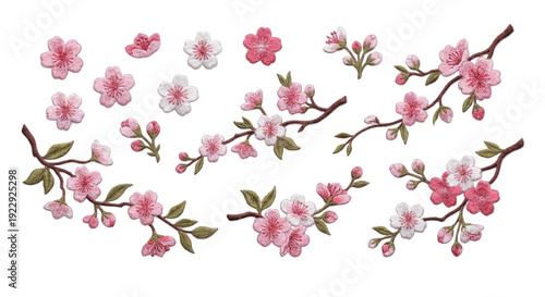 Cherry Blossom Branches Embroidery Design: Spring Floral Set