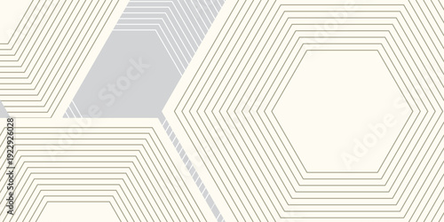 Geometric hexagon gold and white lines seamless pattern. Modern wallpaper design