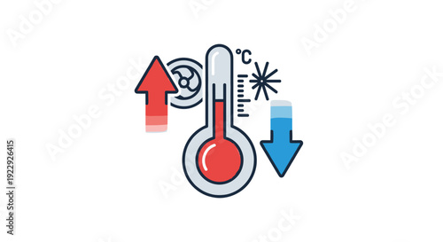 Thermometer With Up and Down Arrows Indicating Temperature Change