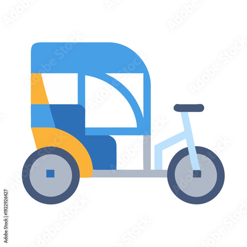 A flat design of an auto rickshaw or cycle rickshaw on black background