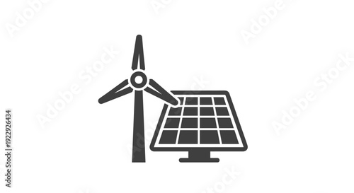 Wind Turbine and Solar Panel Icon