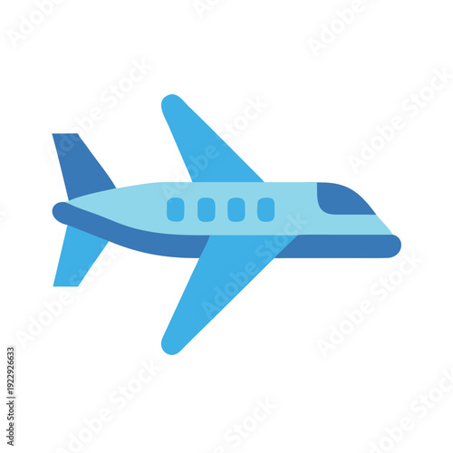 Stylized blue airplane on black background illustration for travel or transportation