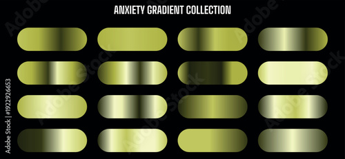 Collection of sixteen premium golden metallic gradient swatches for graphic design and branding