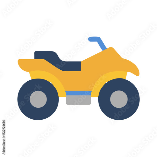 Flat vector illustration of a yellow ATV or quad bike on black