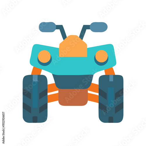 ATV Quad Bike Graphic Illustration with Blue and Orange Accents on Black