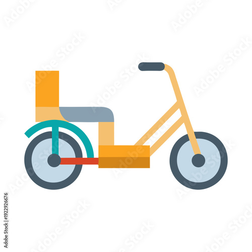 Flat design mobility scooter illustration with yellow frame on black background
