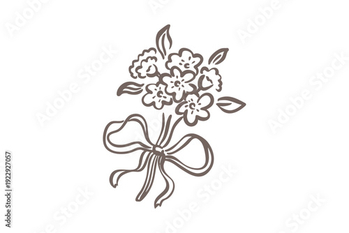 A beautiful bouquet of flowers tied with a ribbon