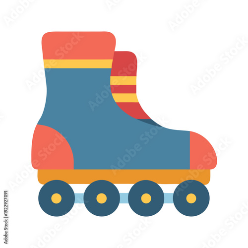 Flat design roller skate graphic, colorful retro style for vector illustration