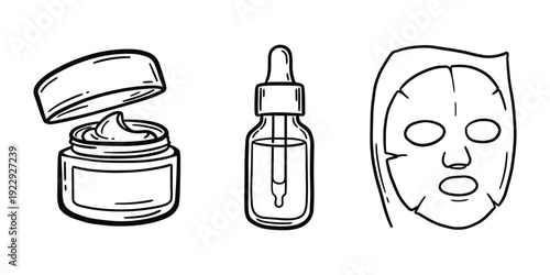 Skincare products  cream jar  serum bottle  face mask  beauty routine  self care