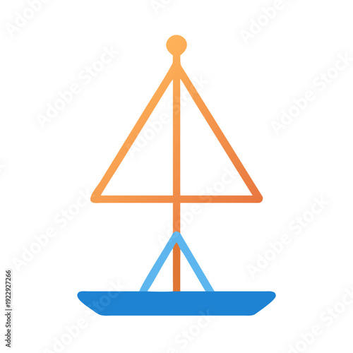 Geometric illustration featuring triangle, line and oval shapes isolated on black background