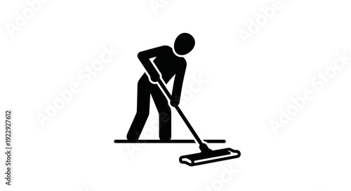 Man Mopping Floor Symbol