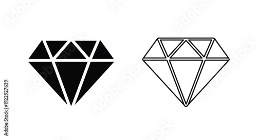 Two diamond shapes one filled one outlined in black and white