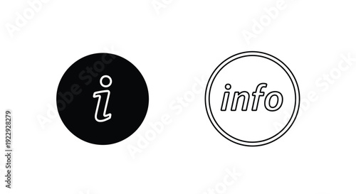 Two information icons a filled black circle and a white outline circle