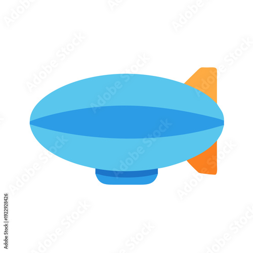 Cartoon airship zeppelin blimp illustration flying with orange tail against black background
