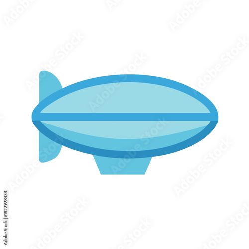 Stylized flat illustration of a blue zeppelin on a black background