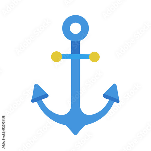 Simple blue anchor illustration against a black background in a flat design style