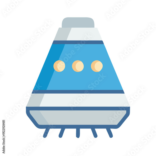 Vector illustration of a space capsule in blue, white and yellow colors