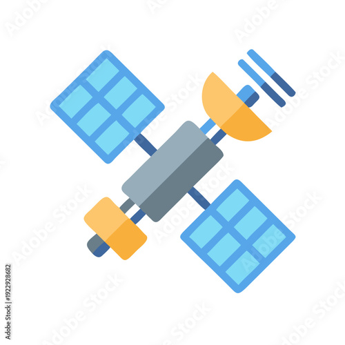 Stylized Satellite Icon Against Black Background for Space and Technology Concepts