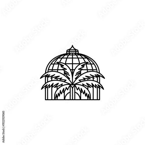 Palm Tree Inside Geometric Dome Greenhouse Silhouette