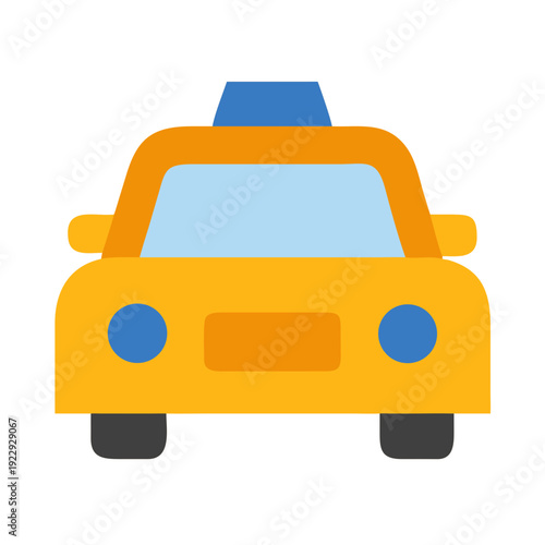 Flat illustration of a yellow taxi cab on a black background