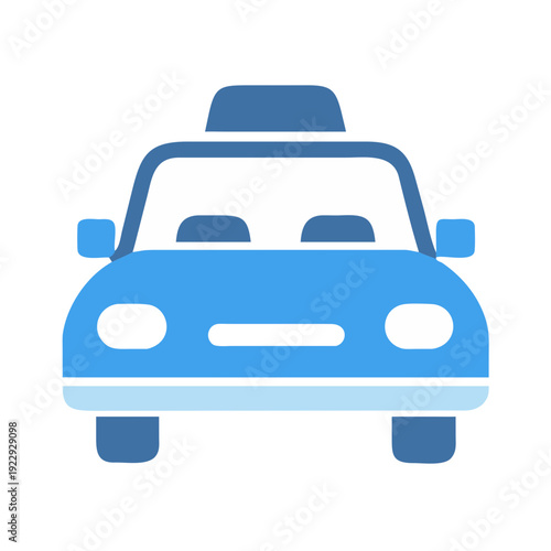 Simple blue taxi cab vector illustration for transportation and ride sharing concepts