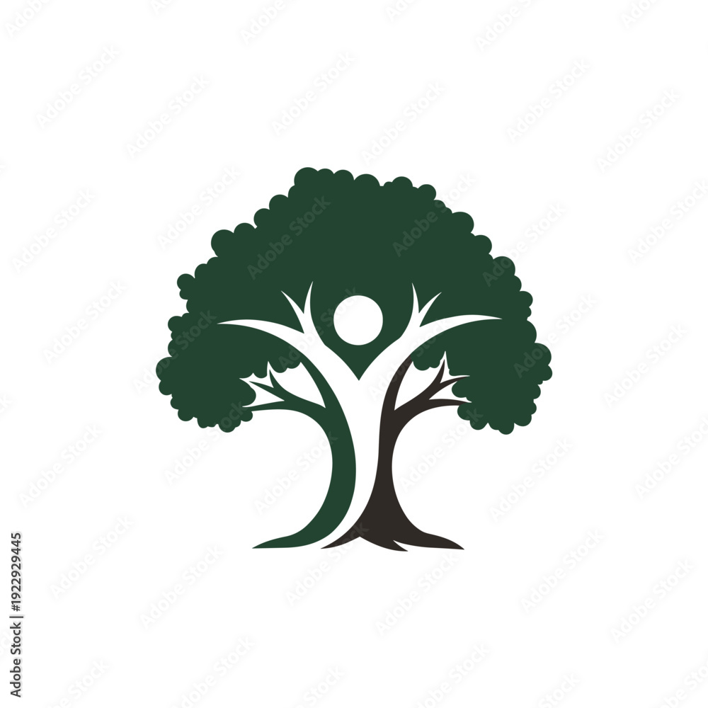 Obraz premium Tree with Human Silhouette Inside Trunk and Canopy