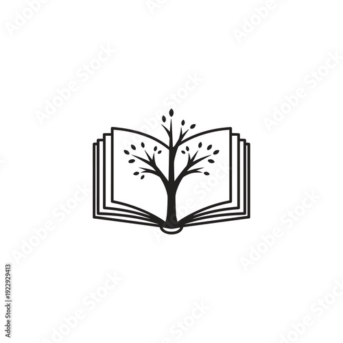Book Open With Tree Growing From Pages