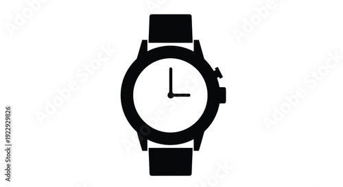Simple black silhouette of a wristwatch displaying ten o clock