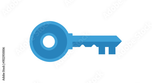 A simple blue key icon with a circular head and a toothed blade