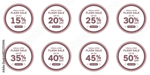 Discount sale banners displayed in a grid layout on a white background