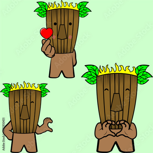 tiki mask character cartoon expressions pack collection in vector art