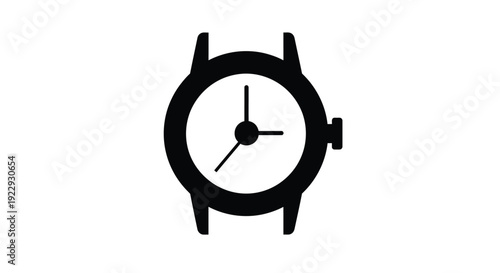 Simple black and white icon of a wristwatch displaying time